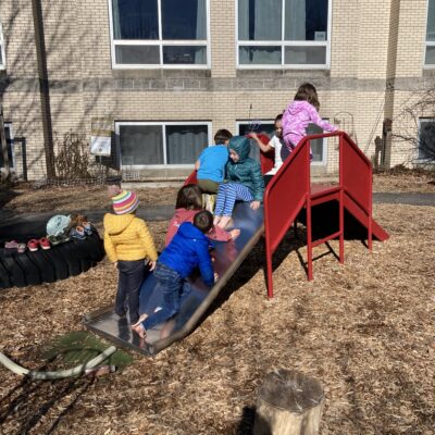 Kids on a slide